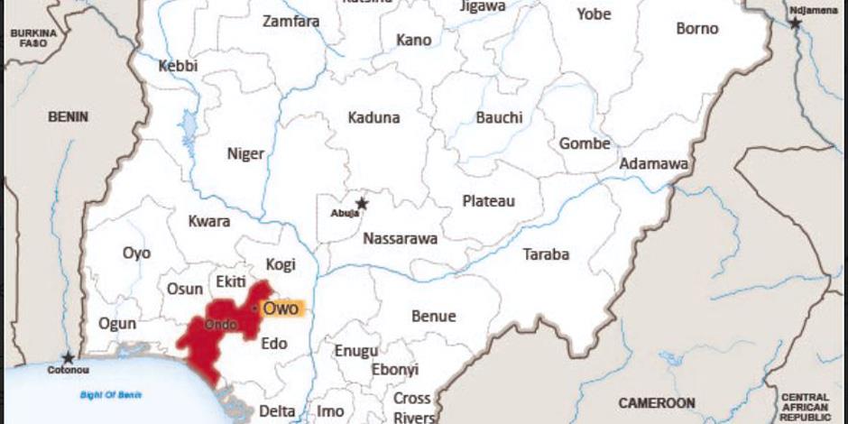 Delstaten Ondo ligger i nordvästra Nigeria.