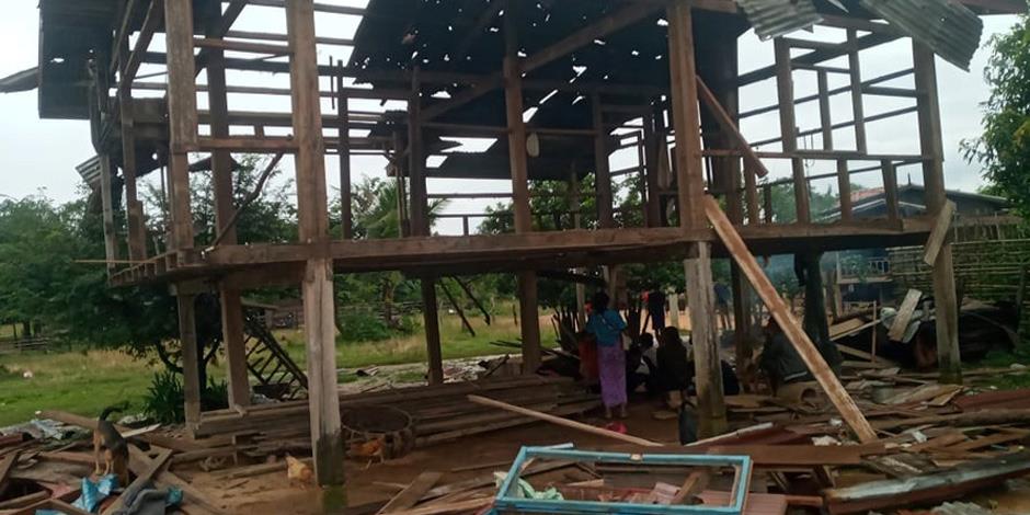 Ett hus i södra Laos som förstördes vid ett annat tillfälle, för några år sedan, då kristna attackerades.