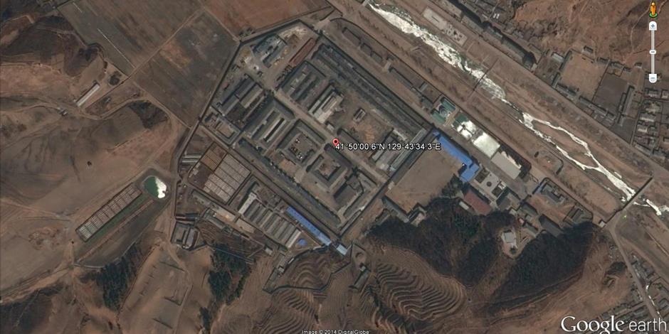 Satellitbild över ett mindre fångläger i norra delen av Nordkorea.