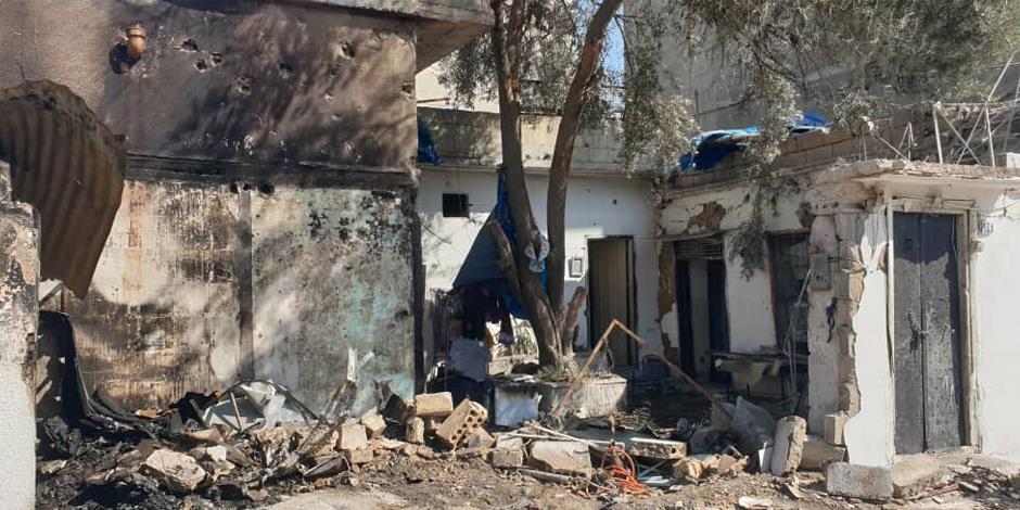 Ett av Qamishlis förstörda hus som pastor George Moushi besökte fter bombanfallet. 